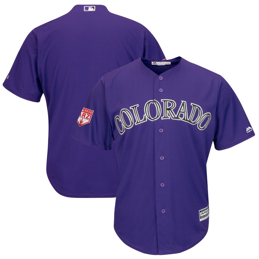 Rockies Blank Purple 2019 Spring Training Cool Base Stitched MLB Jersey