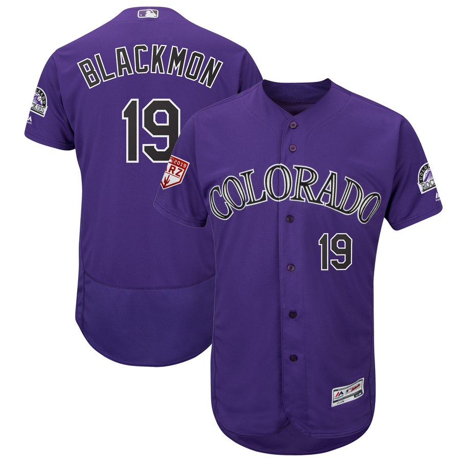 Rockies #19 Charlie Blackmon Purple 2019 Spring Training Flex Base Stitched MLB Jersey