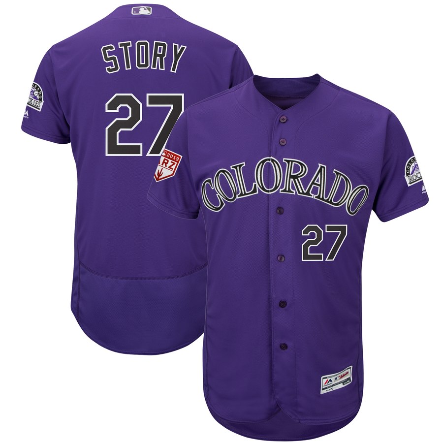 Rockies #27 Trevor Story Purple 2019 Spring Training Flex Base Stitched MLB Jersey