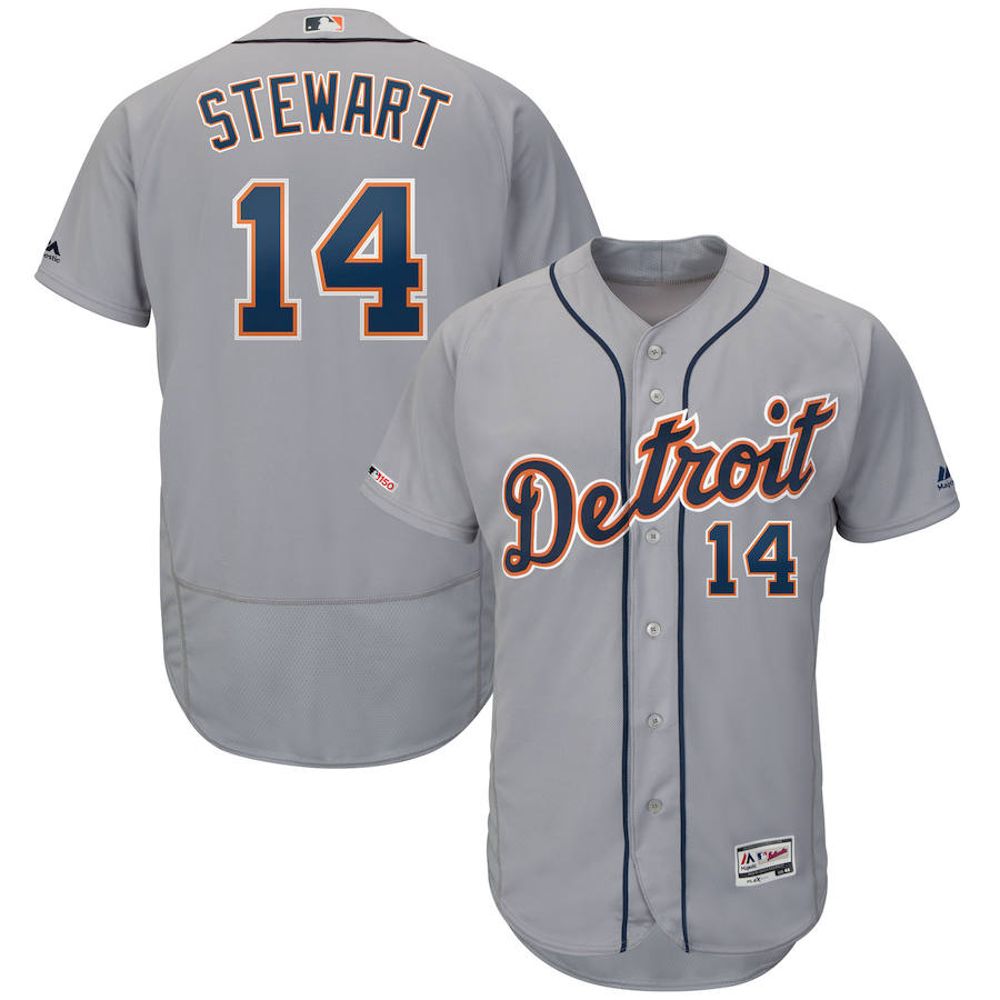 Detroit Tigers #14 Christin Stewart Majestic Road Authentic Collection Flex Base Player Jersey Gray