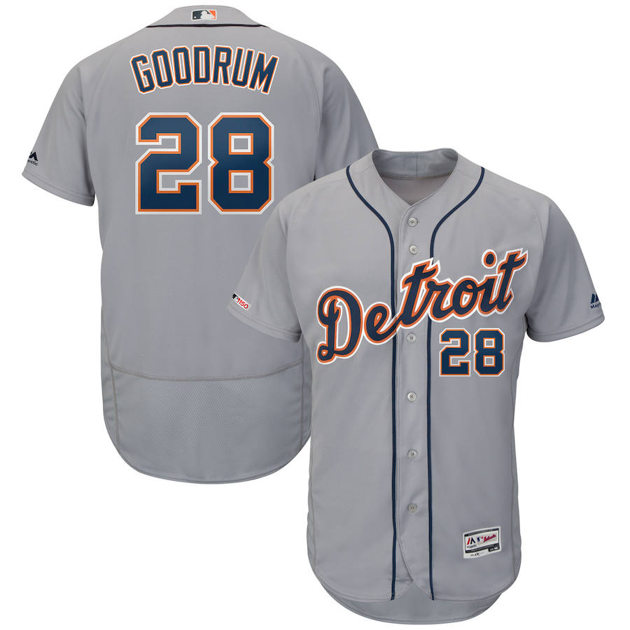 Detroit Tigers #28 Niko Goodrum Majestic Road Authentic Collection Flex Base Player Jersey Gray