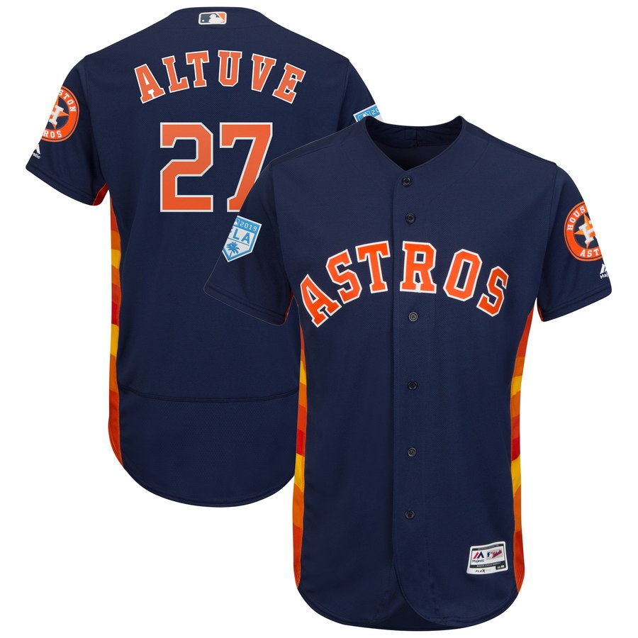 Astros #27 Jose Altuve Navy 2019 Spring Training Flex Base Stitched MLB Jersey - Click Image to Close