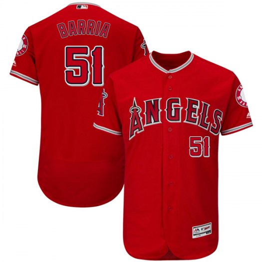 Angels of Anaheim #51 Jaime Barria Red Flexbase Authentic Collection Stitched MLB Jersey