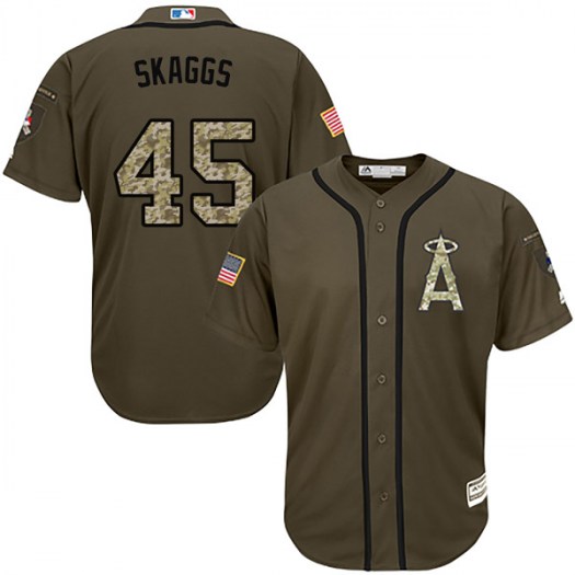 Angels of Anaheim #45 Tyler Skaggs Green Salute to Service Stitched MLB Jersey