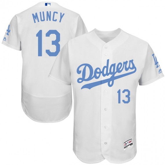 Dodgers #13 Max Muncy White Flexbase Authentic Collection Father's Day Stitched MLB Jersey - Click Image to Close