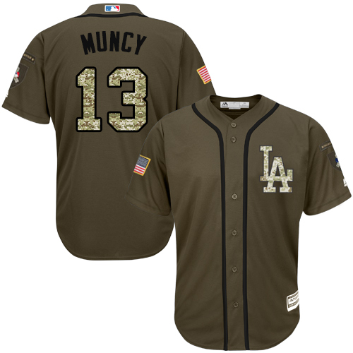 Dodgers #13 Max Muncy Green Salute to Service Stitched MLB Jersey