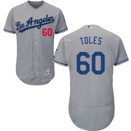 Dodgers #60 Andrew Toles Grey Flexbase Authentic Collection Stitched MLB Jersey - Click Image to Close