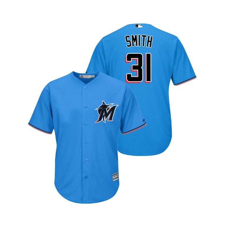 marlins #31 Caleb Smith Blue Alternate 2019 Cool Base Stitched MLB Jersey - Click Image to Close