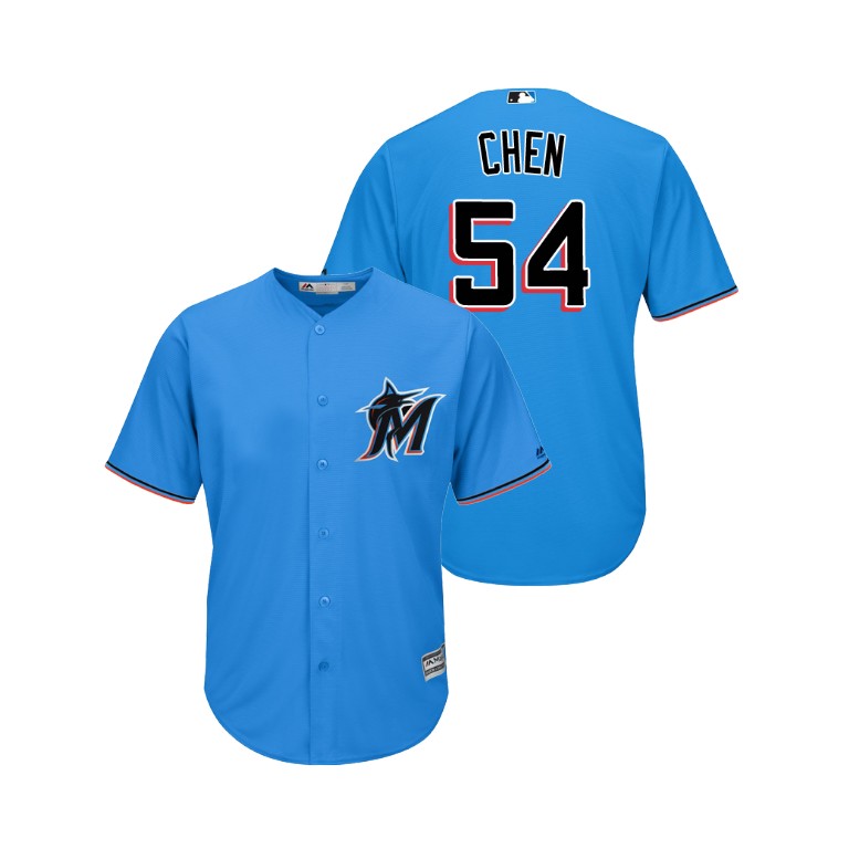 marlins #54 Wei-Yin Chen Blue Alternate 2019 Cool Base Stitched MLB Jersey