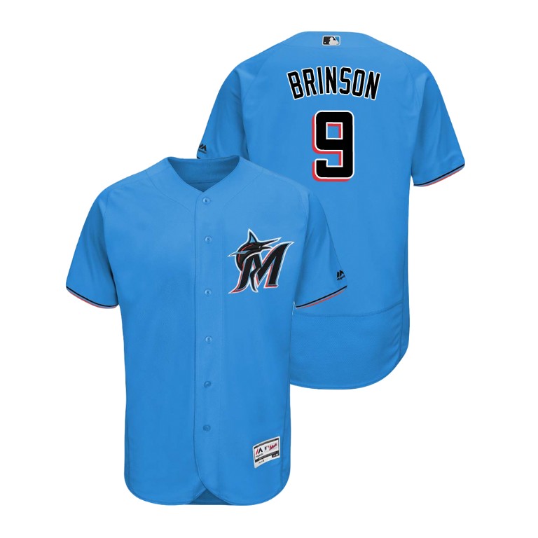 marlins #9 Lewis Brinson Blue Alternate 2019 Authentic Collection Flex Base Stitched MLB Jersey