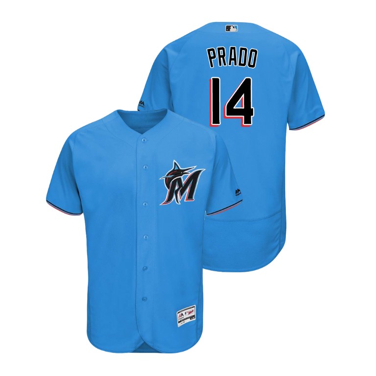 marlins #14 Martin Prado Blue Alternate 2019 Authentic Collection Flex Base Stitched MLB Jersey