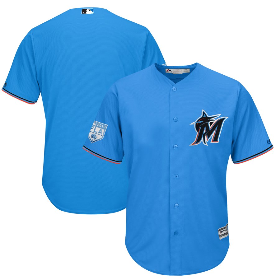 Marlins Blank Blue 2019 Spring Training Cool Base Stitched MLB Jersey - Click Image to Close