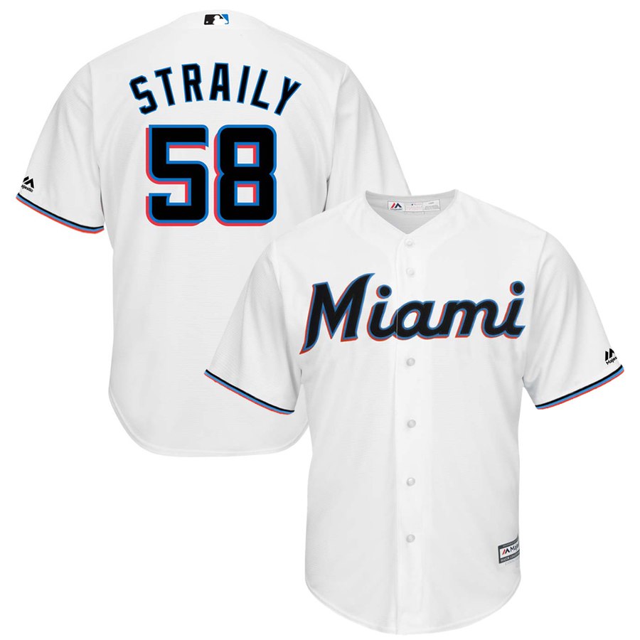 Miami Marlins #58 Dan Straily Majestic Home 2019 Cool Base Player Jersey White