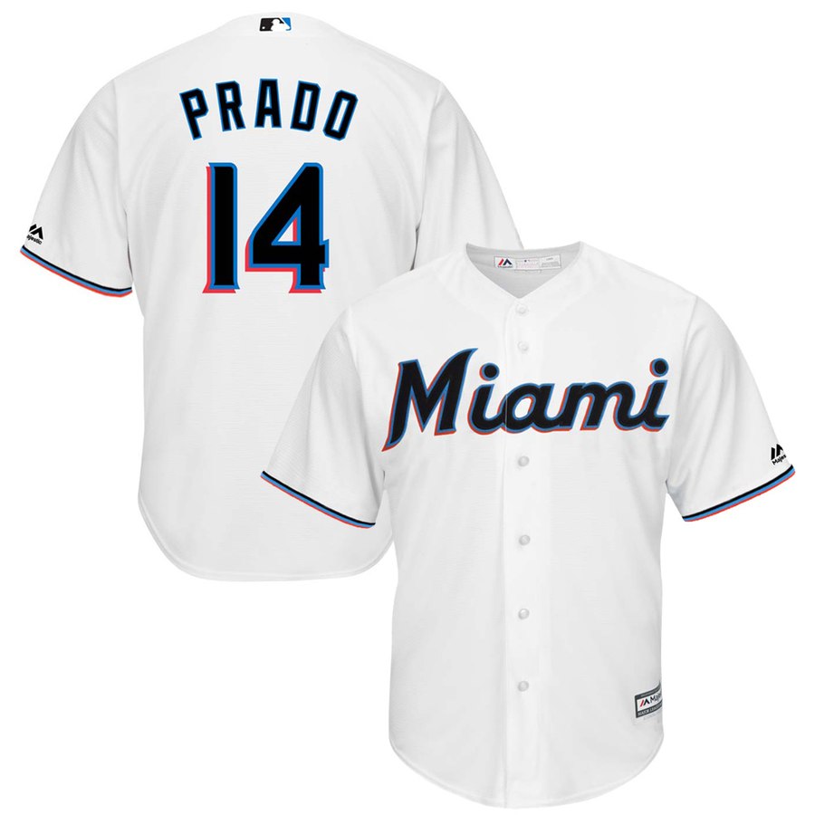 Miami Marlins #14 Martin Prado Majestic Home 2019 Cool Base Player Jersey White