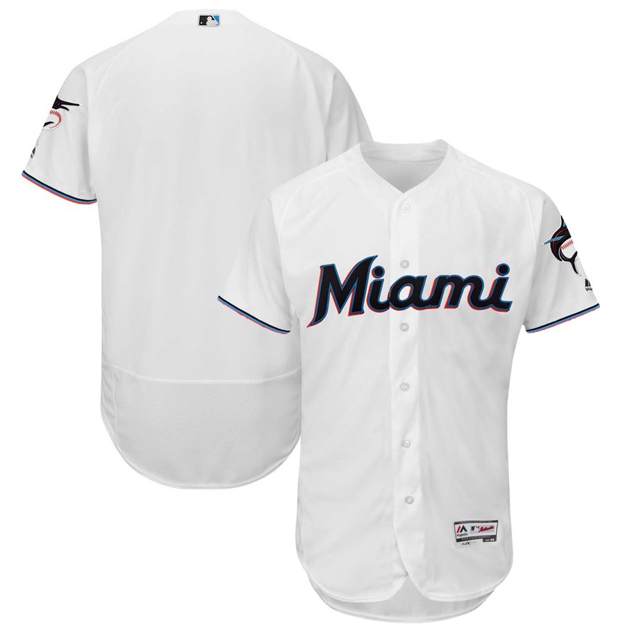 Miami Marlins Majestic Home 2019 Authentic Collection Flex Base Team Jersey White