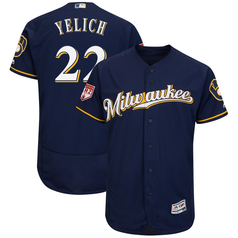 Brewers #22 Christian Yelich Navy 2019 Spring Training Flex Base Stitched MLB Jersey