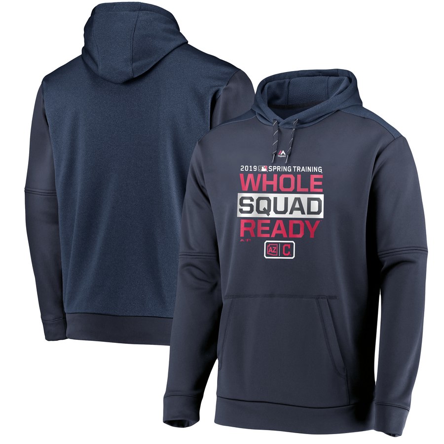 Cleveland Indians Majestic 2019 Spring Training Authentic Collection Pullover Hoodie Navy