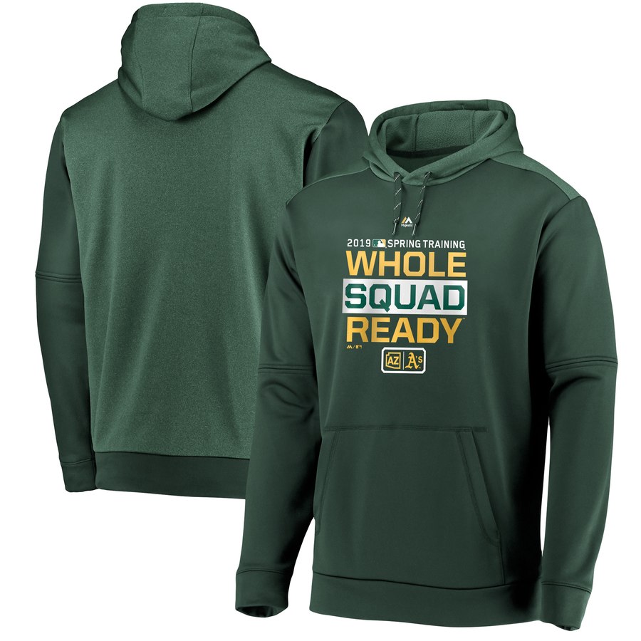 Oakland Athletics Majestic 2019 Spring Training Authentic Collection Pullover Hoodie Green