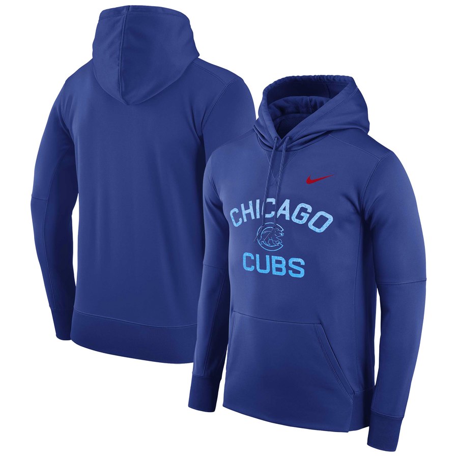 Chicago Cubs Nike Therma Pullover Hoodie Royal - Click Image to Close