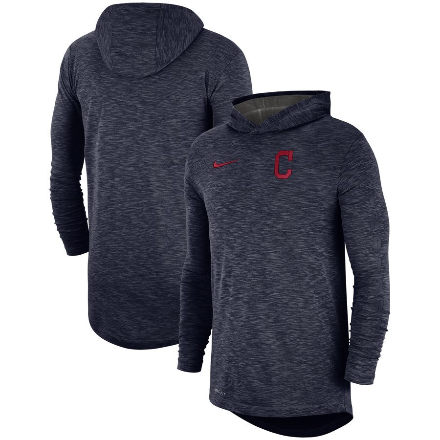 Cleveland Indians Nike Performance Slub Pullover Hoodie Navy