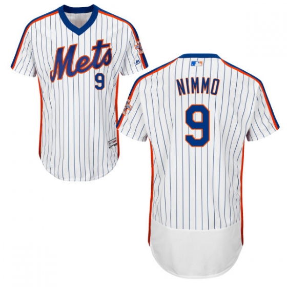 Mets #9 Brandon Nimmo White(Blue Strip) Flexbase Authentic Collection Alternate Stitched MLB Jersey - Click Image to Close