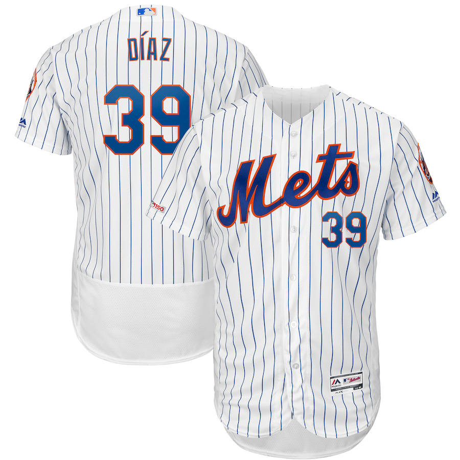 New York Mets #39 Edwin Diaz Majestic Home Authentic Collection Flex Base Player Jersey White