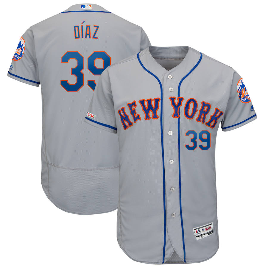 New York Mets #39 Edwin Diaz Majestic Road Authentic Collection Flex Base Player Jersey Gray