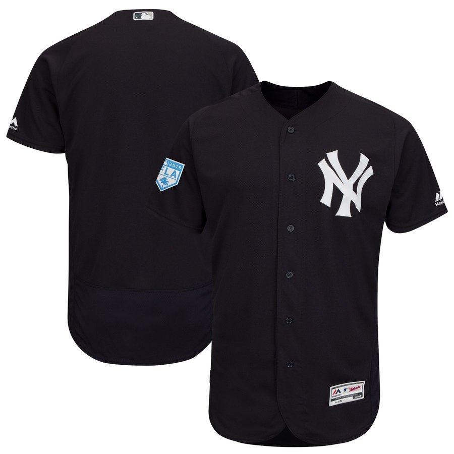 Yankees Blank Navy 2019 Spring Training Flex Base Stitched MLB Jersey - Click Image to Close