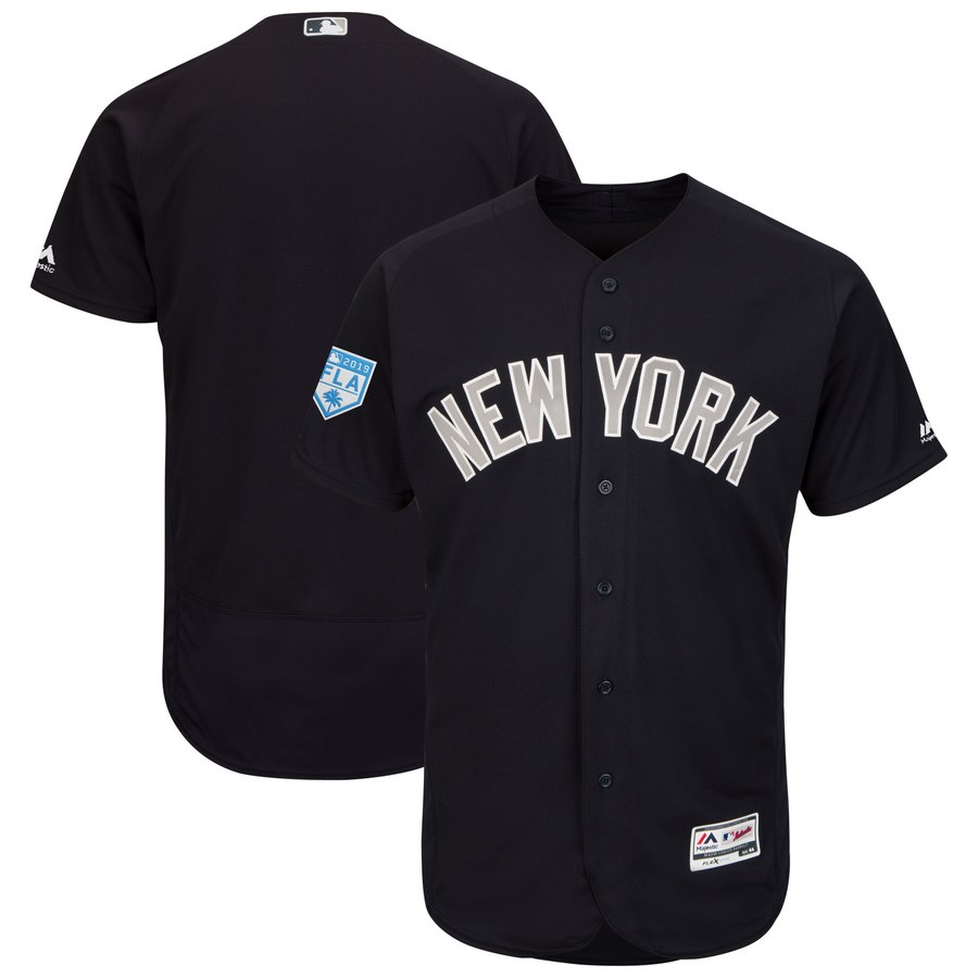 Yankees Blank Navy Alternate 2019 Spring Training Flex Base Stitched MLB Jersey - Click Image to Close