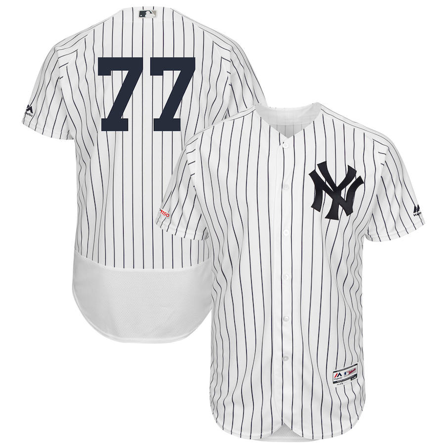 New York Yankees #77 Clint Frazier Majestic Home Flex Base Authentic Collection Player Jersey White