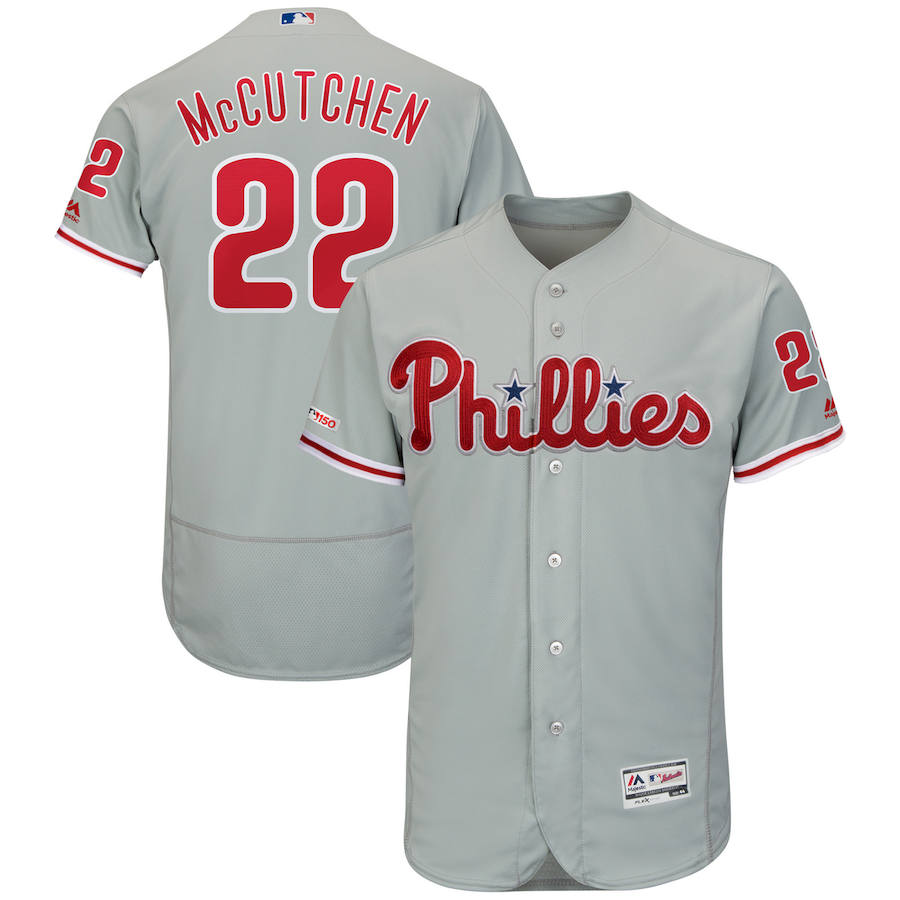 Philadelphia Phillies #22 Andrew McCutchen Majestic Road Authentic Collection Flex Base Player Jersey Gray