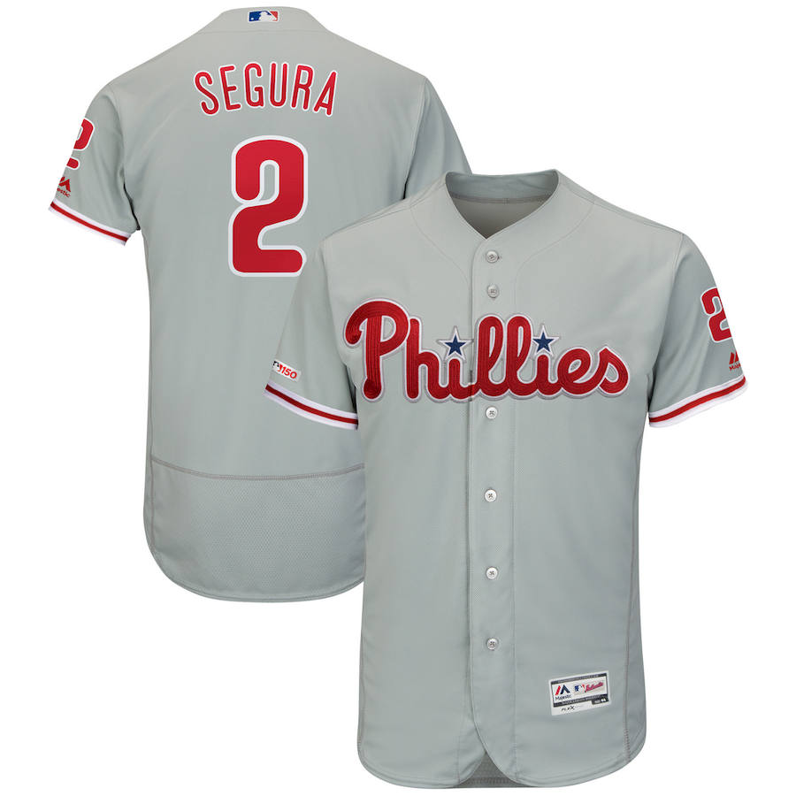 Philadelphia Phillies #2 Jean Segura Majestic Road Authentic Collection Flex Base Player Jersey Gray