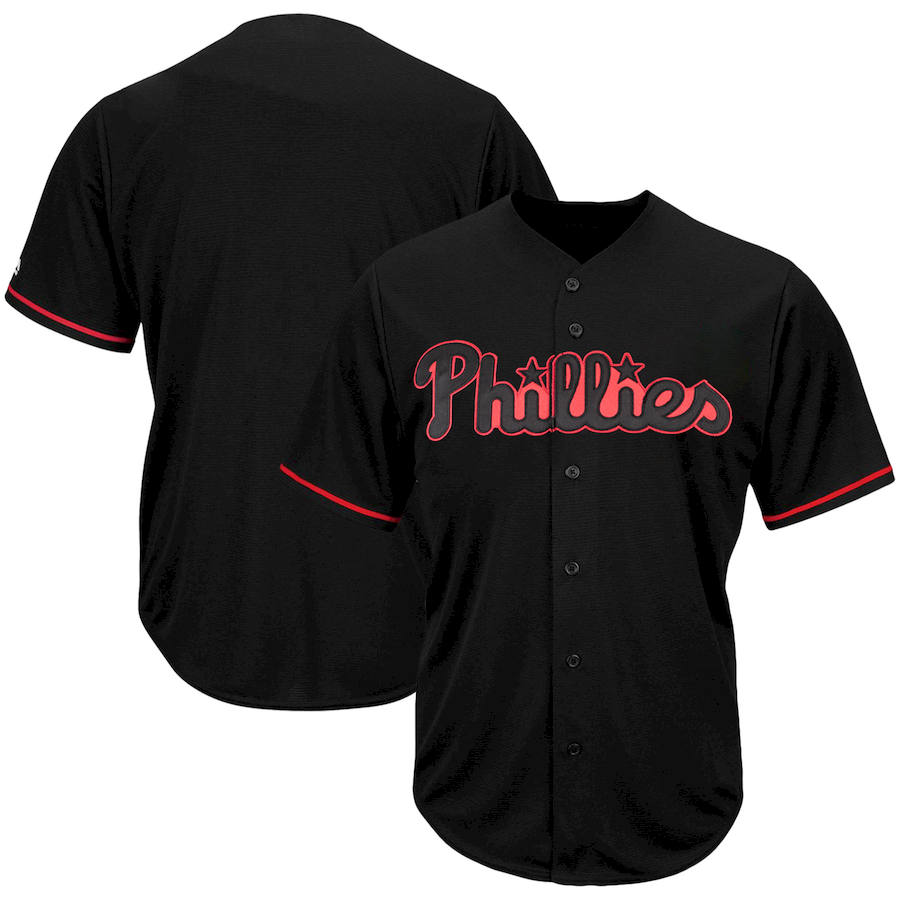 Philadelphia Phillies Majestic Big & Tall Pop Fashion Jersey Black - Click Image to Close