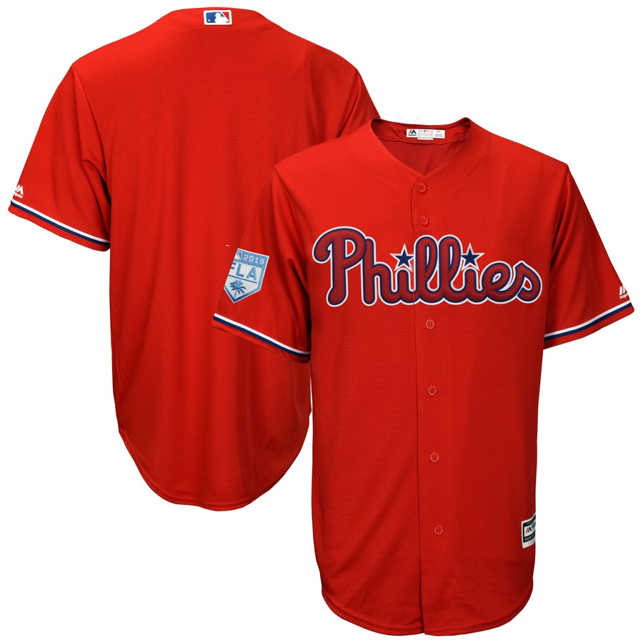 Phillies Blank Red 2019 Spring Training Cool Base Stitched MLB Jersey