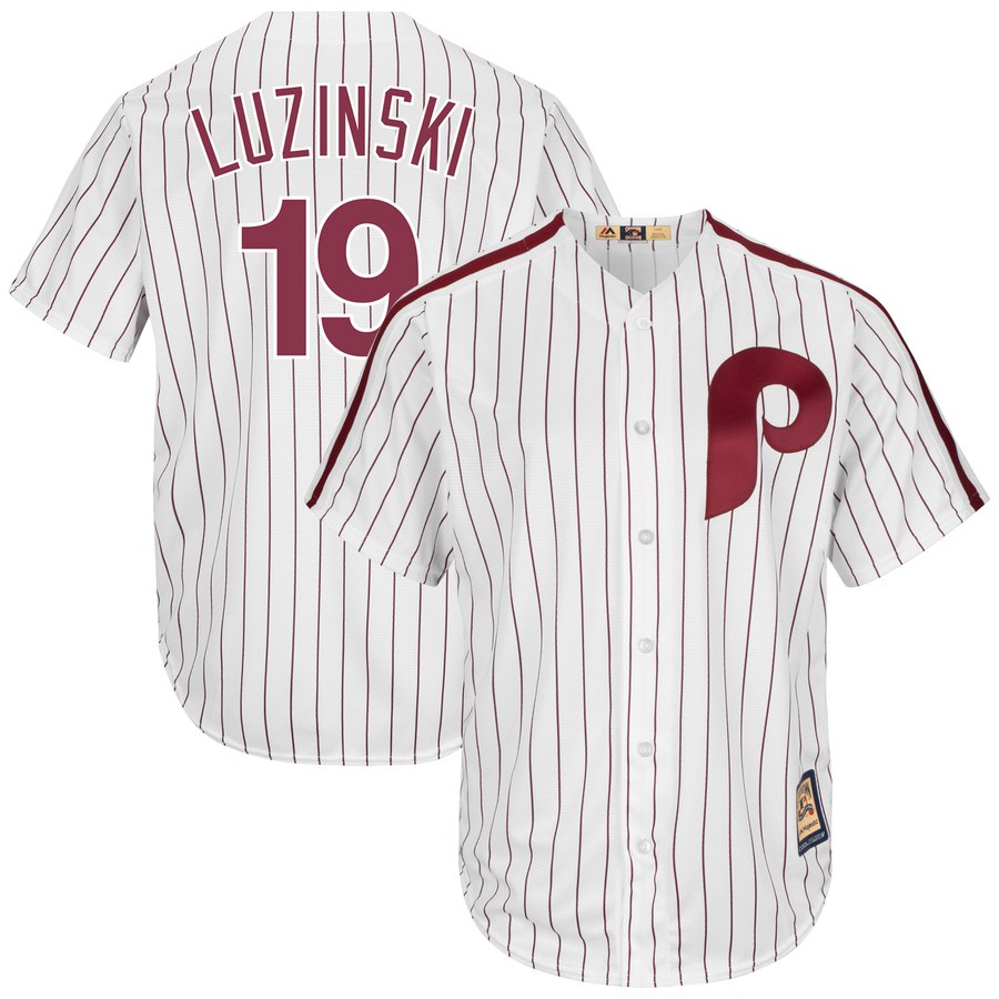 Philadelphia Phillies #19 Greg Luzinski Majestic Cooperstown Collection Cool Base Player Jersey White - Click Image to Close