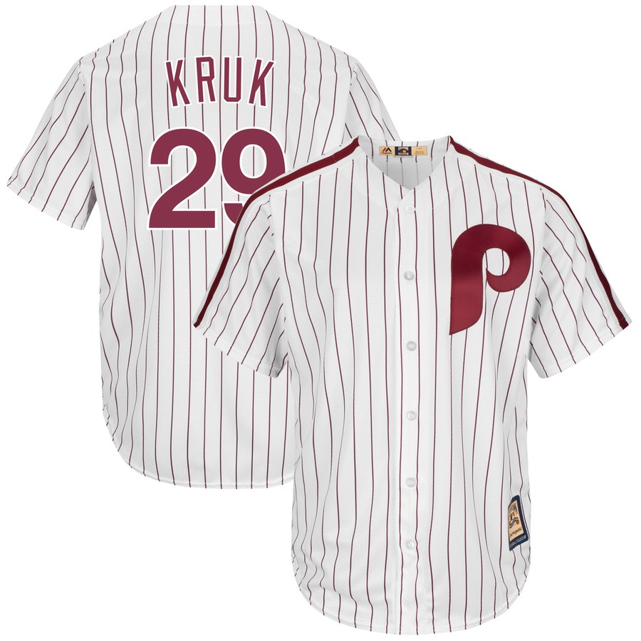 Philadelphia Phillies #29 John Kruk Majestic Cooperstown Collection Cool Base Player Jersey White