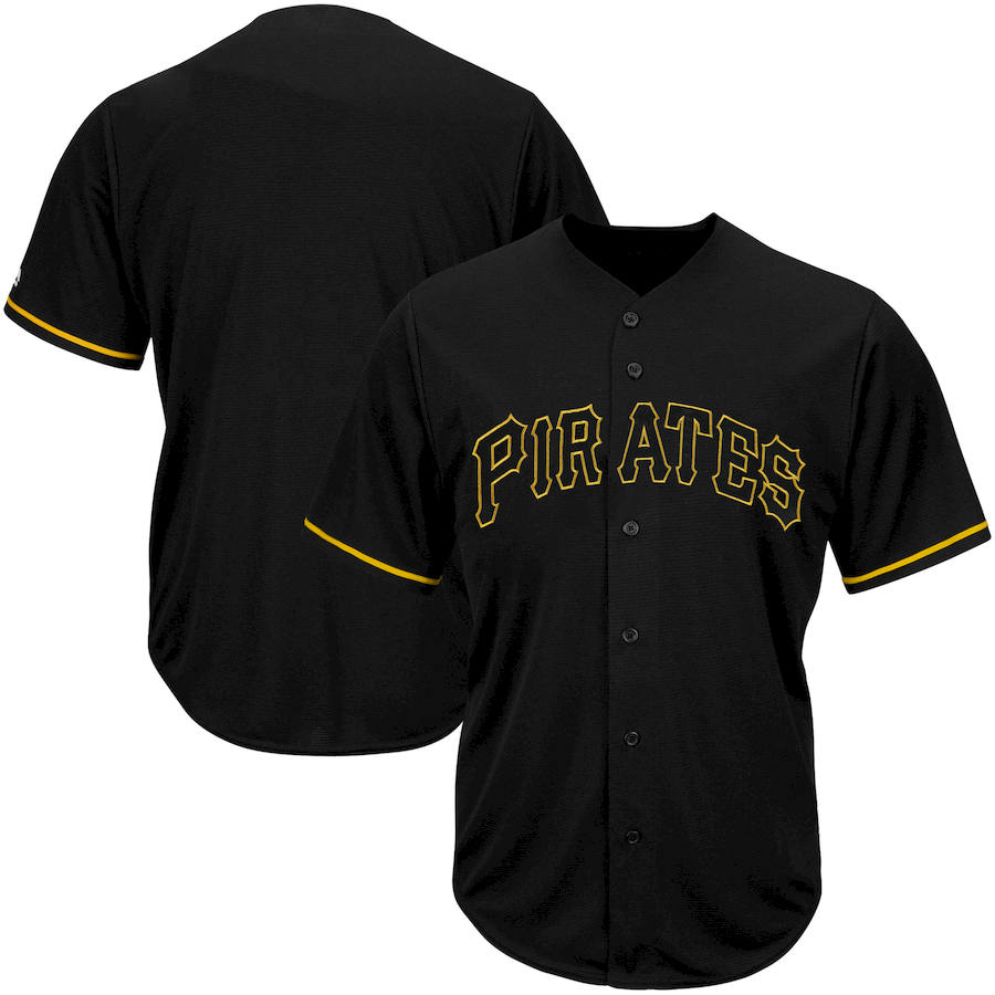 Pittsburgh Pirates Majestic Big & Tall Pop Fashion V-Neck Jersey Black