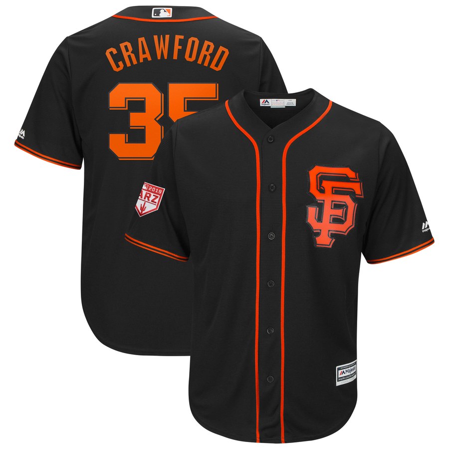 Giants #35 Brandon Crawford Black 2019 Spring Training Cool Base Stitched MLB Jersey