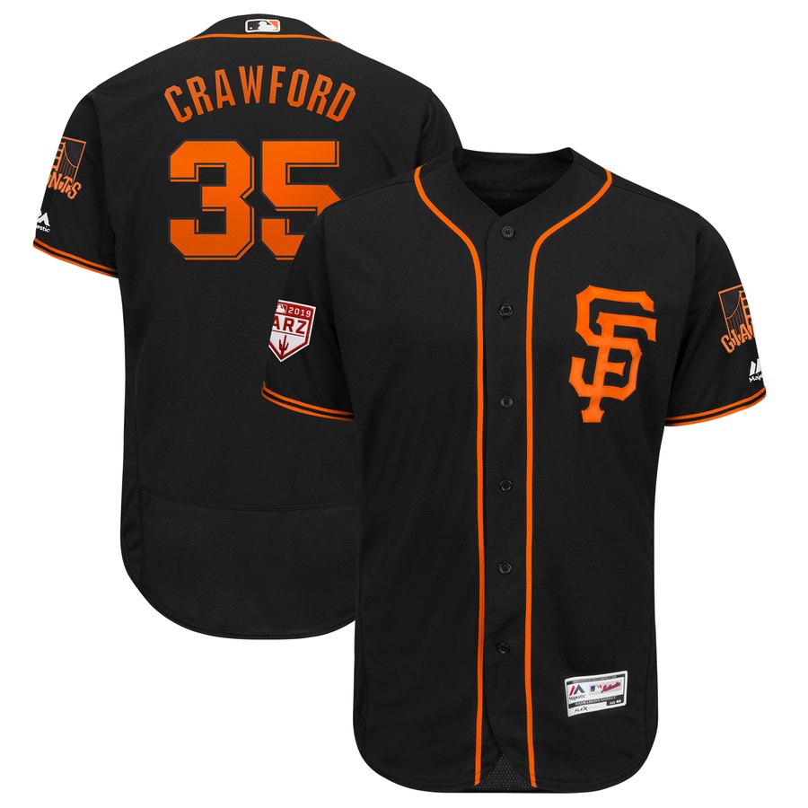 Giants #35 Brandon Crawford Black 2019 Spring Training Flex Base Stitched MLB Jersey