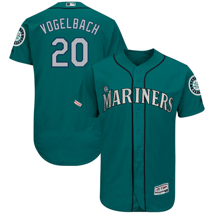 Seattle Mariners #20 Dan Vogelbach Majestic Alternate Authentic Collection Flex Base Player Jersey Aqua