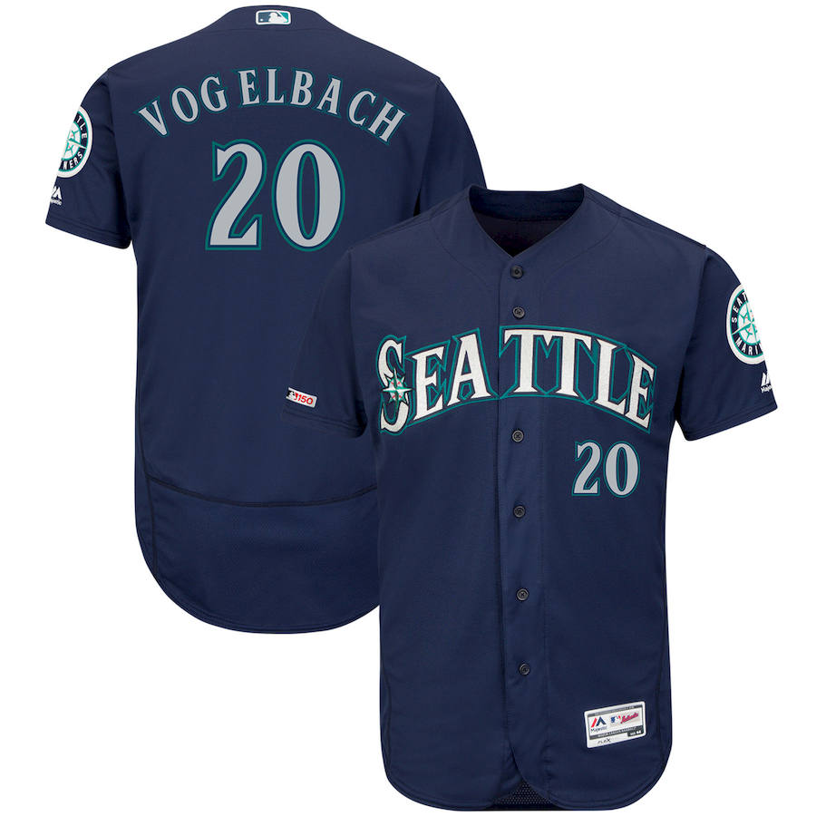 Seattle Mariners #20 Dan Vogelbach Majestic Alternate Authentic Collection Flex Base Player Jersey Navy