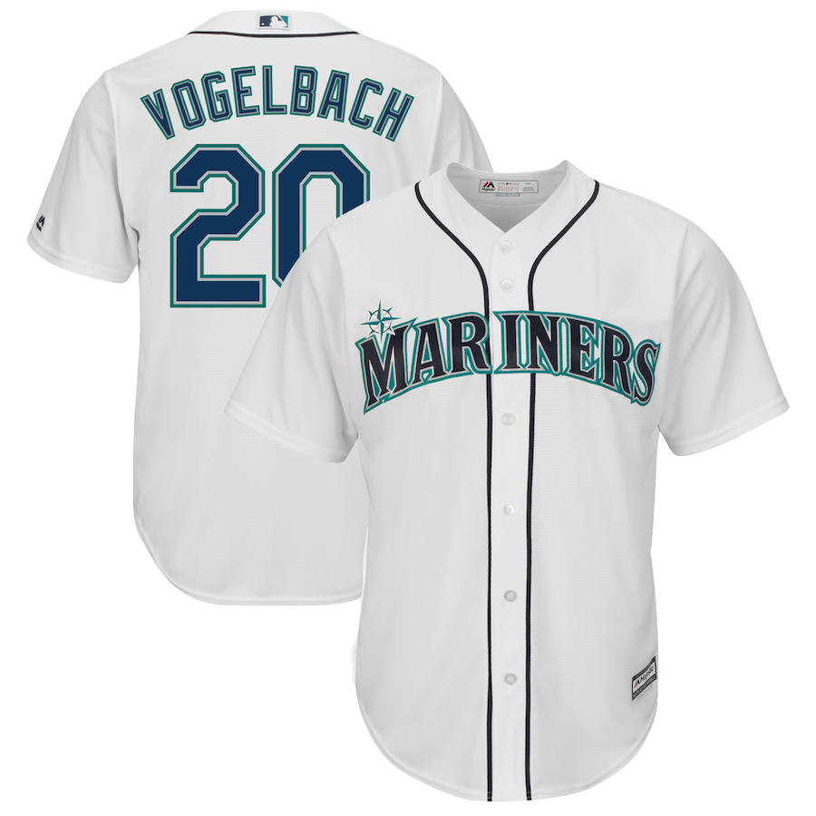 Seattle Mariners #20 Dan Vogelbach Majestic Home Cool Base Replica Player Jersey White