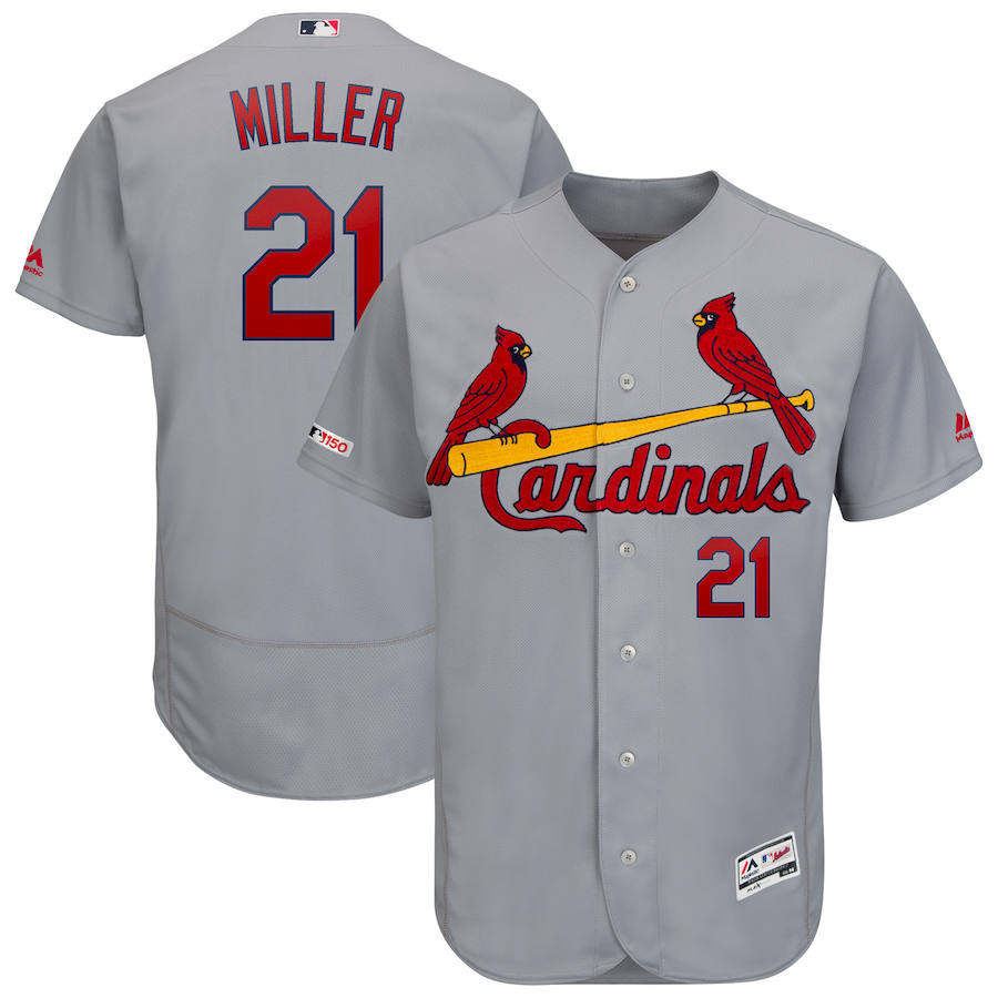 St. Louis Cardinals #21 Andrew Miller Majestic Road Authentic Collection Flex Base Player Jersey Gray