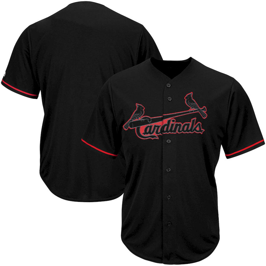 St. Louis Cardinals Majestic Big & Tall Pop Fashion V-Neck Jersey Black