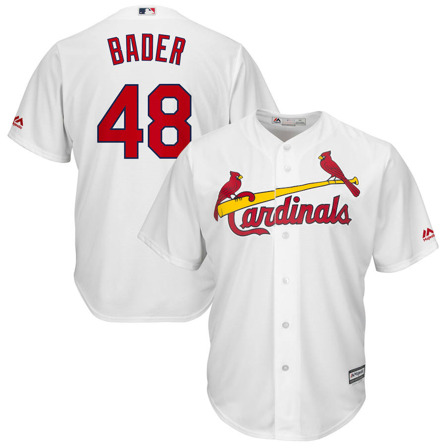 St. Louis Cardinals #48 Harrison Bader Majestic Home Official Cool Base Jersey White