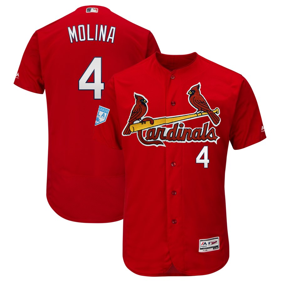 Cardinals #4 Yadier Molina Red 2019 Spring Training Flex Base Stitched MLB Jersey