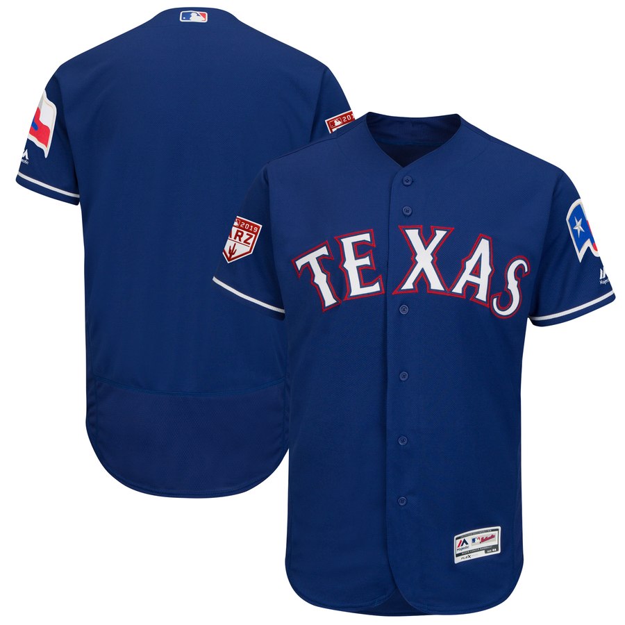 Rangers Blank Blue 2019 Spring Training Flex Base Stitched MLB Jersey