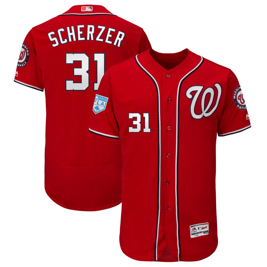 Nationals #31 Max Scherzer Red Alternate 2019 Spring Training Flex Base Stitched MLB Jersey