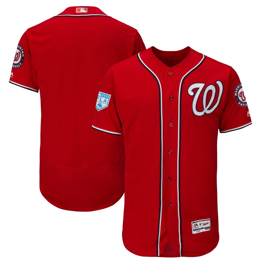 Nationals Blank Red Alternate 2019 Spring Training Flex Base Stitched MLB Jersey