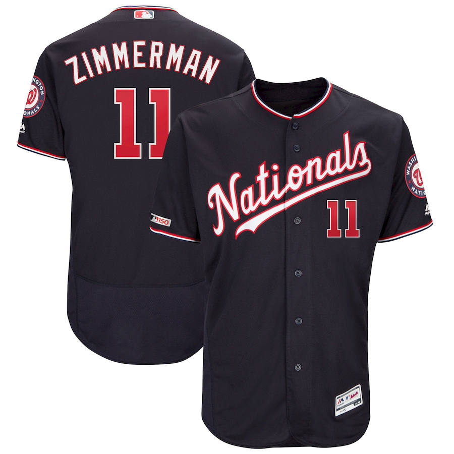 Washington Nationals #11 Ryan Zimmerman Majestic Alternate Authentic Collection Flex Base Player Jersey Navy